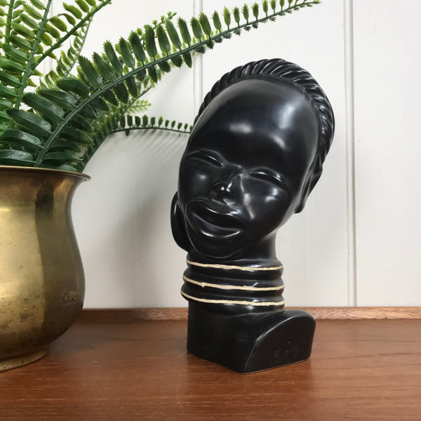 Vintage African Lady Ceramic Bust / Ornament
