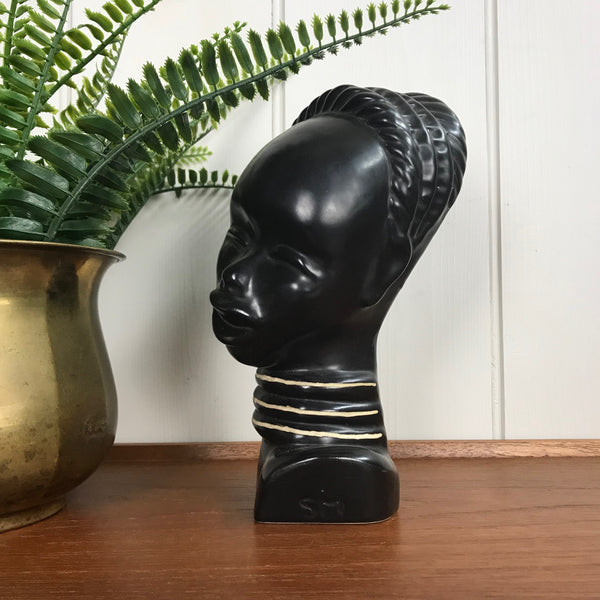 Vintage African Lady Ceramic Bust / Ornament