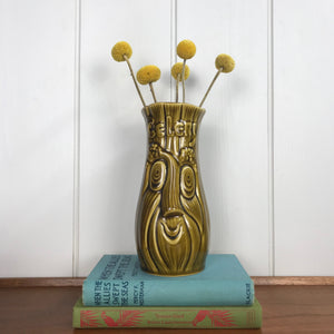 Vintage Green/Brown Celery Face Vase