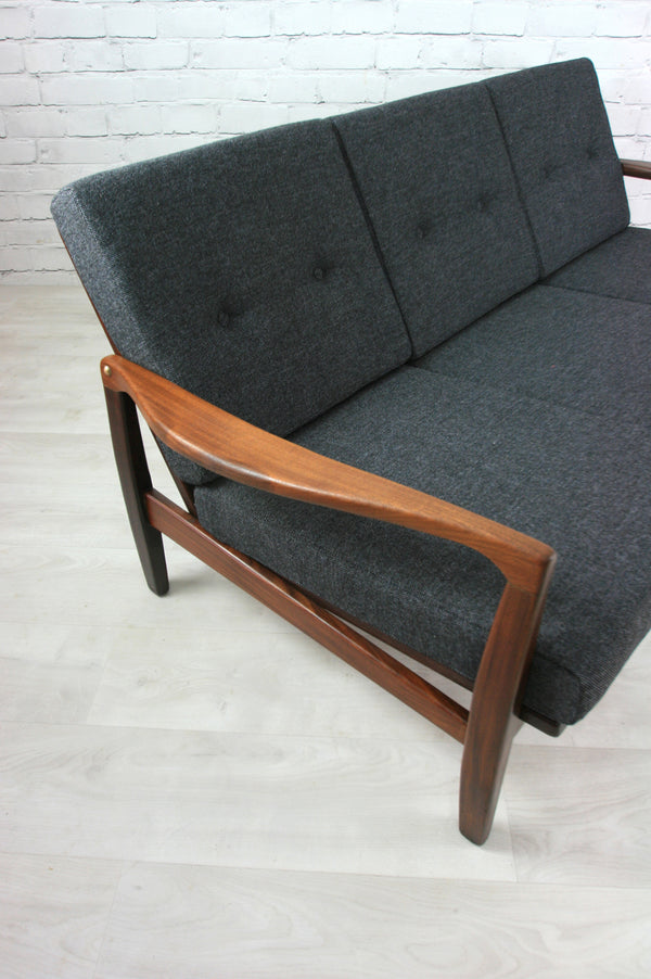 Vintage Afromosia framed three seater sofa