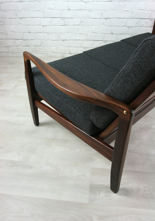 Vintage Afromosia framed three seater sofa