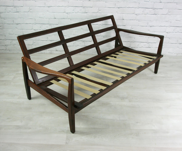 Vintage Afromosia framed three seater sofa