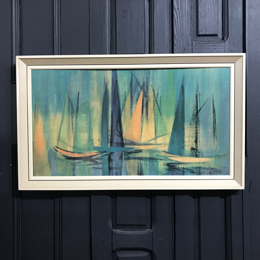 Mid Century Framed Print 'Sails at Daybreak'