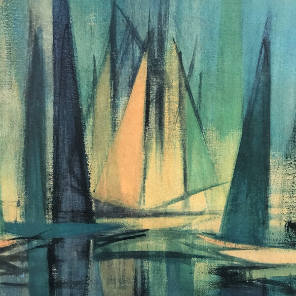 Mid Century Framed Print 'Sails at Daybreak'