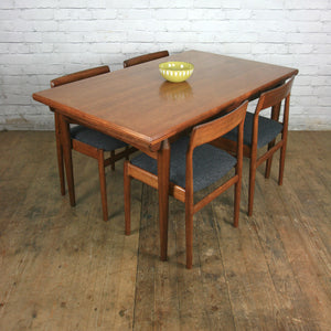 Vintage Extending Dining Table & Six Reupholstered Dining Chairs