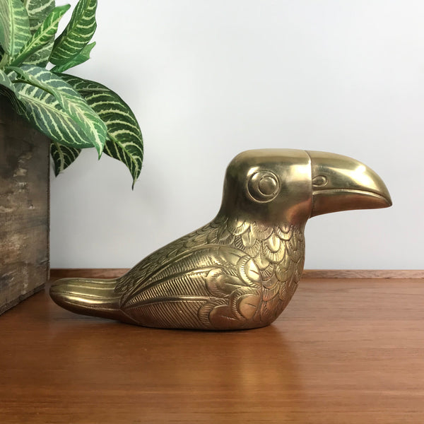 RARE Mid Century Brass Toucan