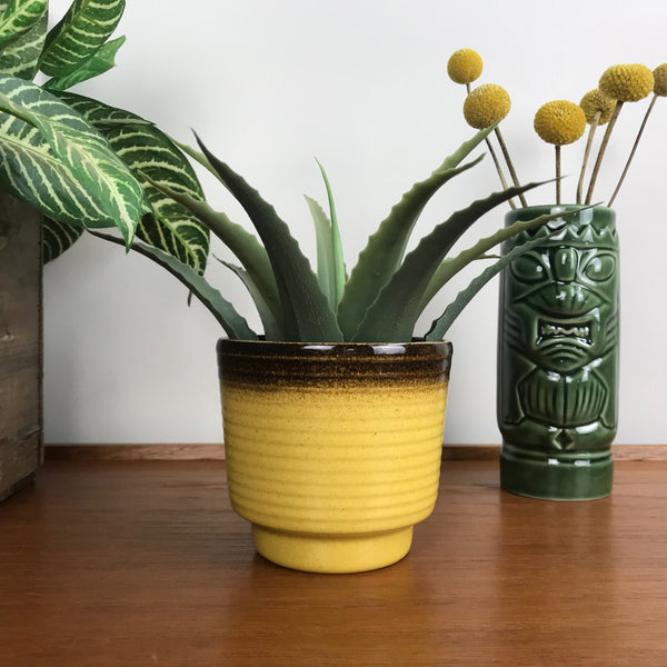 Small Vintage Mustard Ceramic Planter