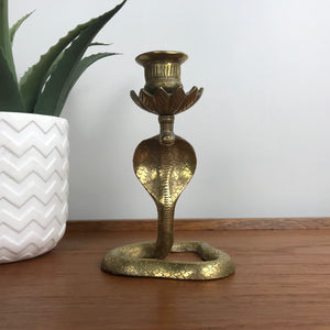 Medium Vintage Brass Cobra Candlestick