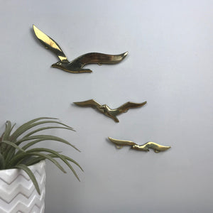 Trio of Brass Mid Century Flying Seagulls