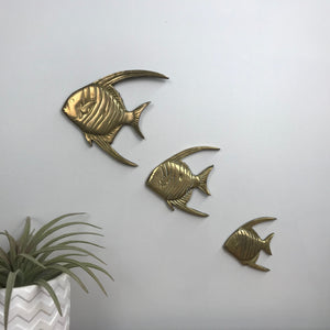 Trio of Brass Mid Century Angel Fish