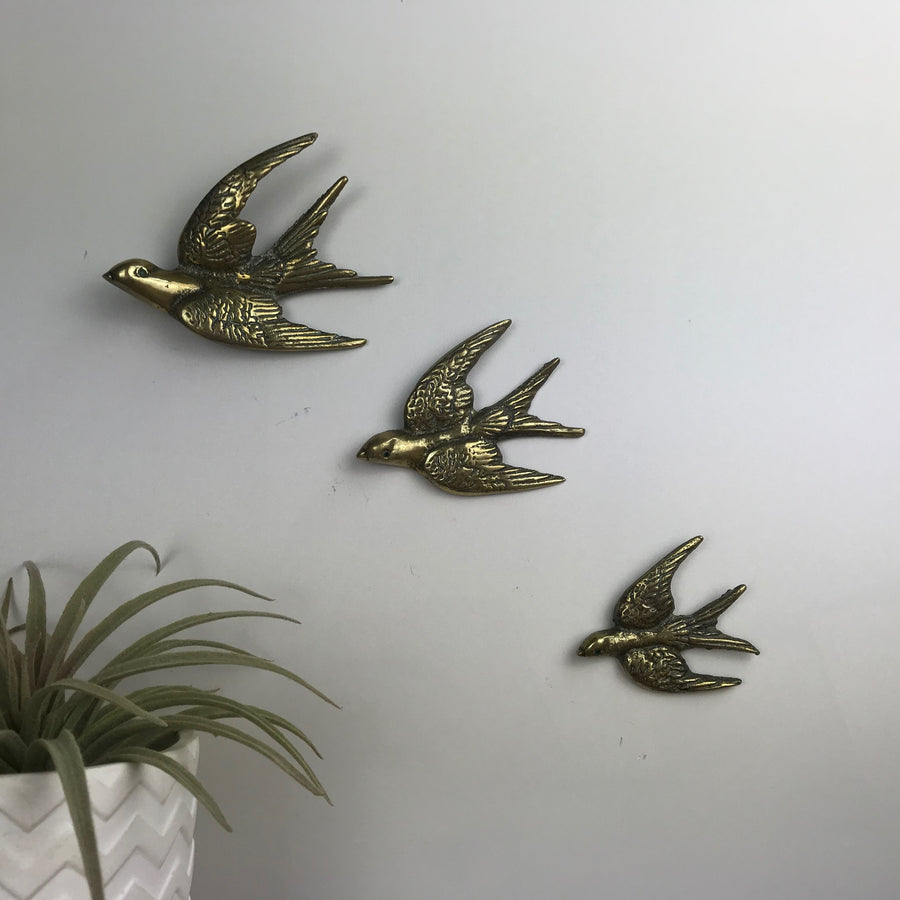 Brass Mid Century Flying Swallows #AA