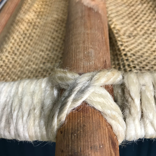 Mid Century Tiki Wood & Hessian Lampshade