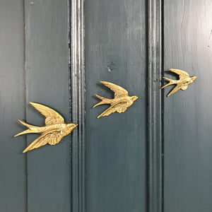 Trio of Brass Mid Century Flying Swallows