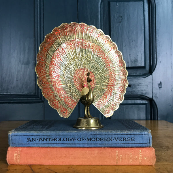 Mid Century Brass Peacock Ornament (Medium)