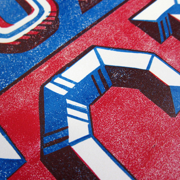 'It's Good Here' lino cut by James Brown