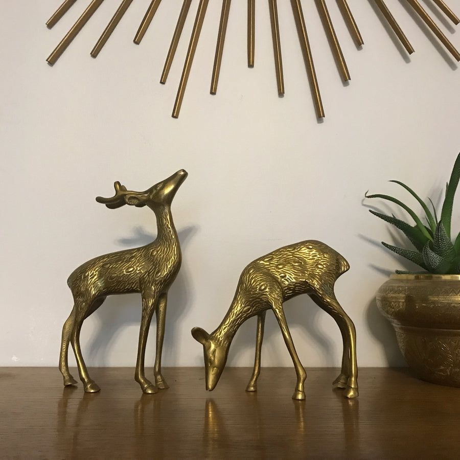 MEDIUM Vintage Brass Pair of Deer #A01