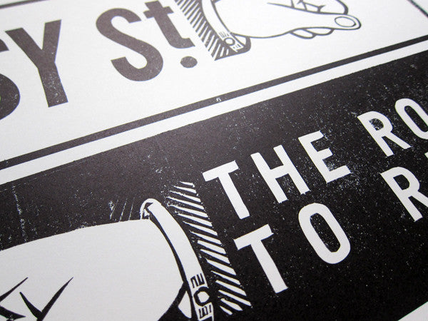 'Pointers' lino cut by James Brown