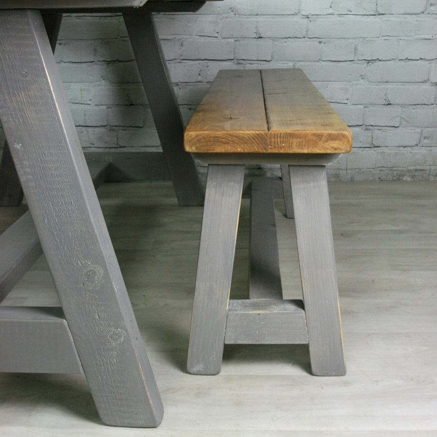 Reclaimed A-frame rustic bench (grey)