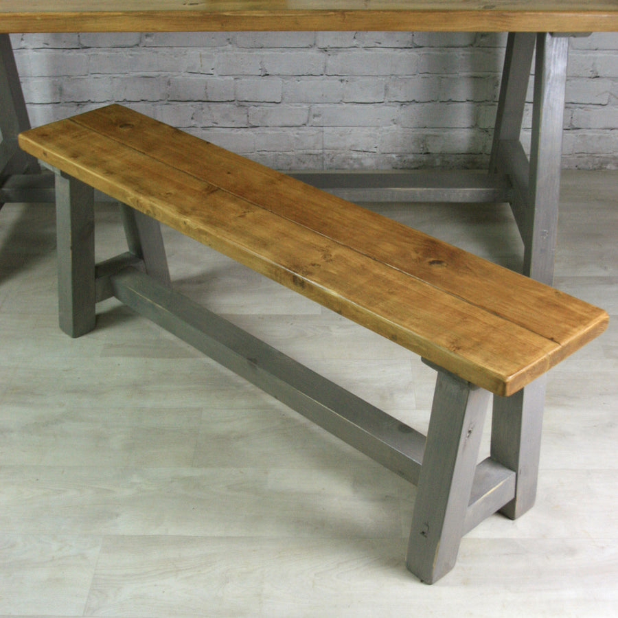 Reclaimed A-frame rustic bench (grey)