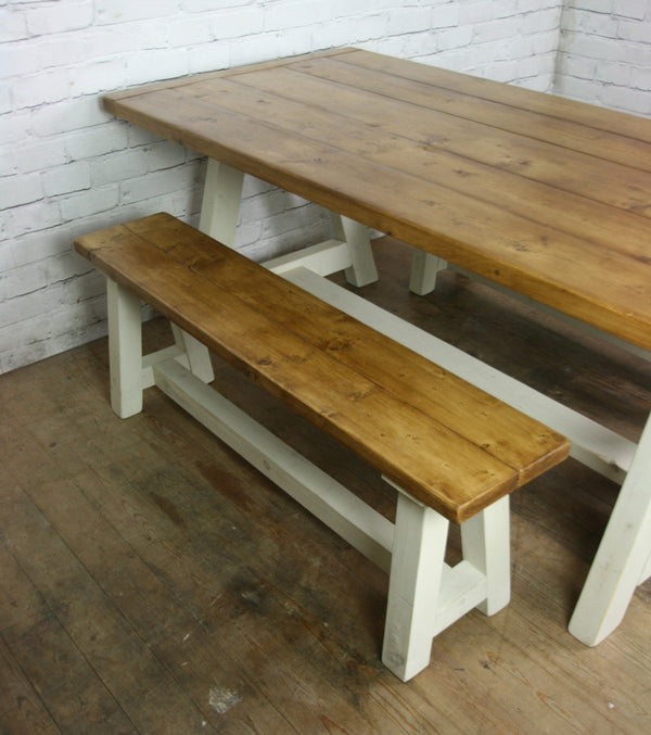 Reclaimed A-frame rustic bench (white)
