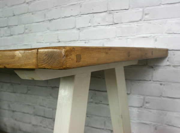 Reclaimed A-frame rustic trestle table - 190 x 90cm (white)