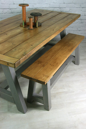 Reclaimed A-frame rustic trestle table - 190 x 90cm (grey)