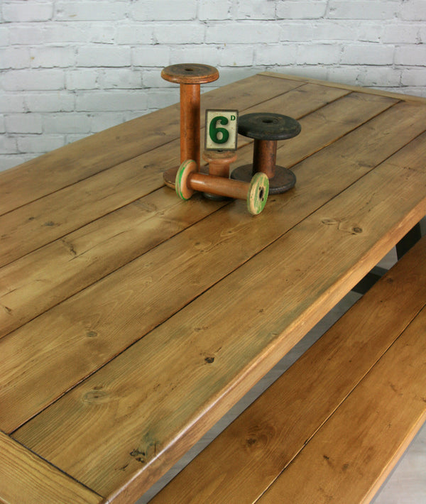 Reclaimed A-frame rustic trestle table - 190 x 90cm (grey)