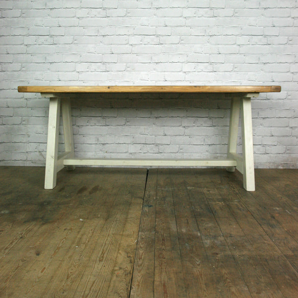 Reclaimed A-frame rustic trestle table - 190 x 90cm (white)