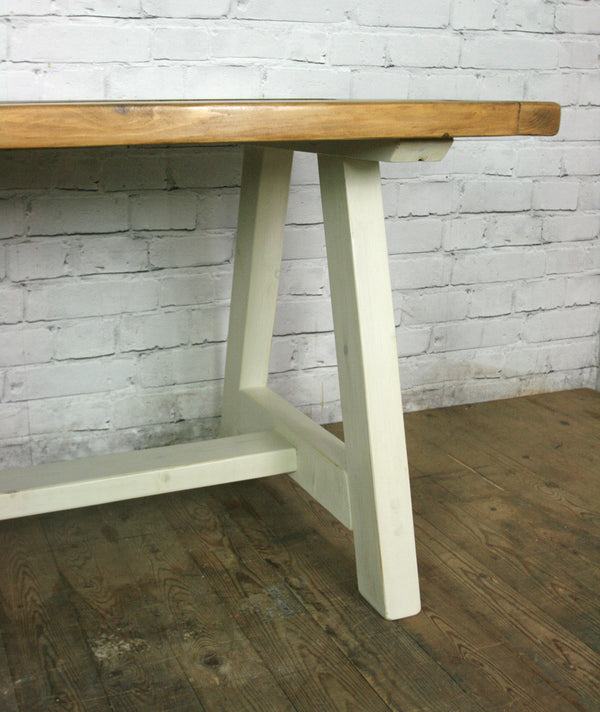 Reclaimed A-frame rustic trestle table - 190 x 90cm (white)