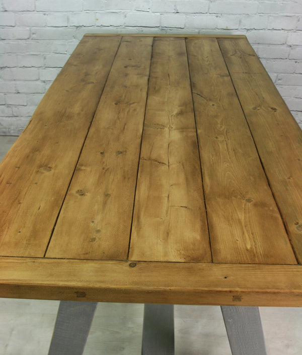 Reclaimed A-frame rustic trestle table - 190 x 90cm (grey)