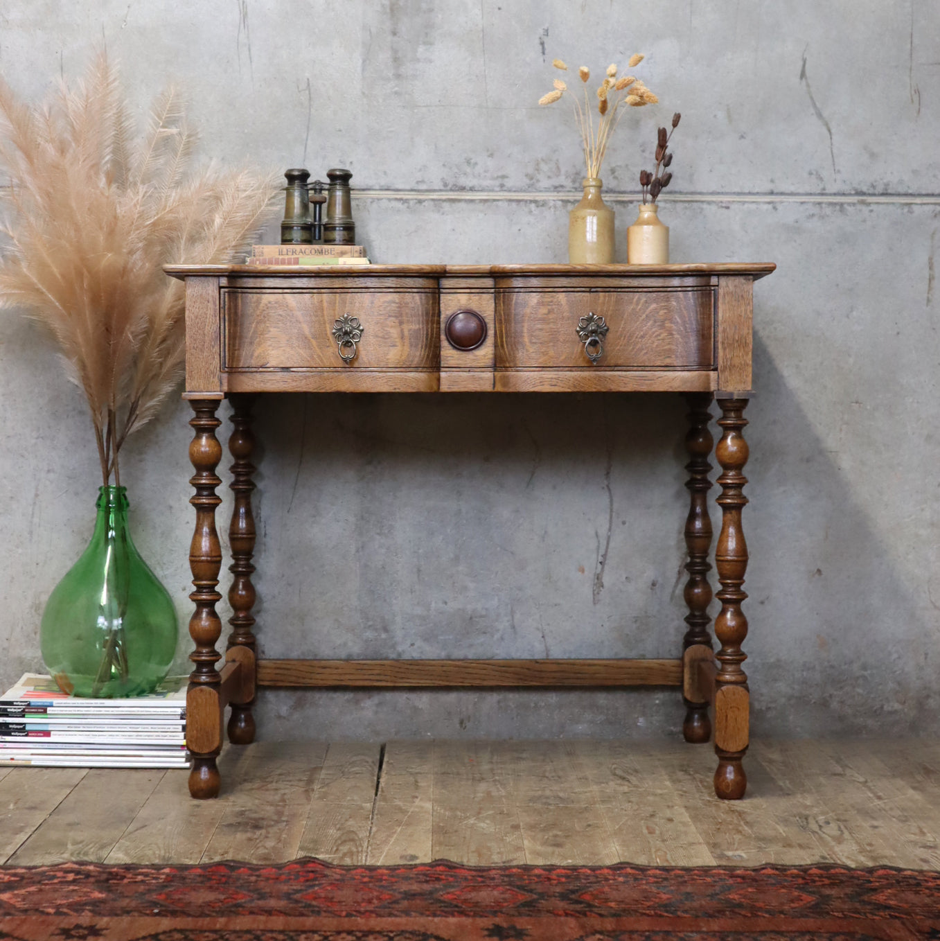 Antique Vintage Oak Side / Console Table - 0912a – Mustard Vintage