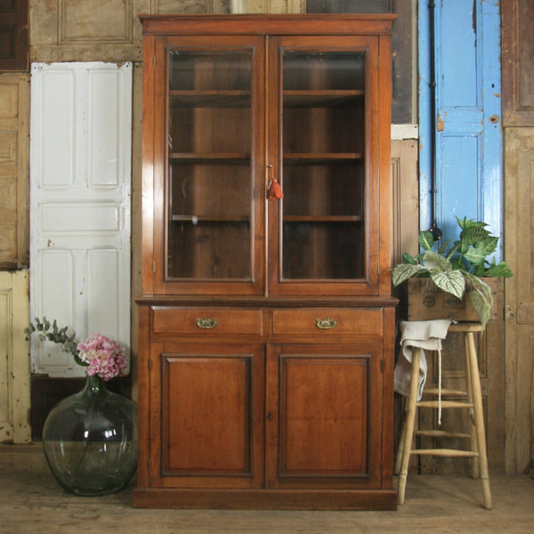 antique_vintage_walnut_display_cabinet