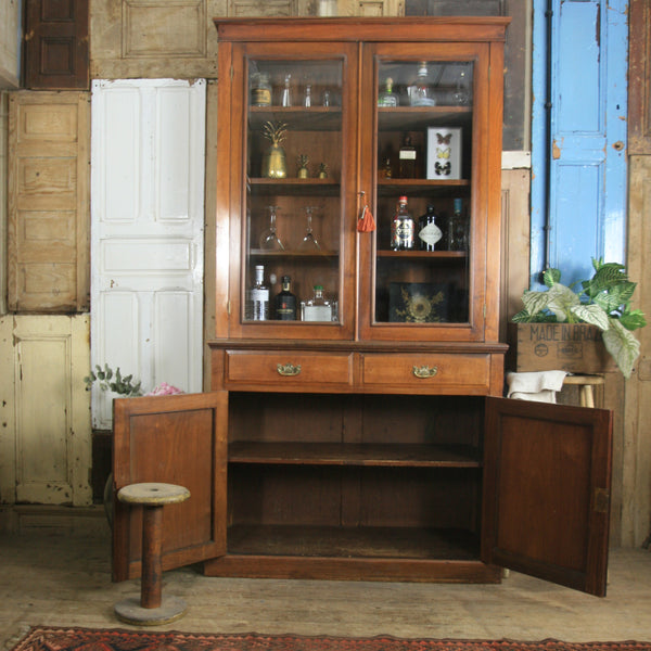 antique_vintage_walnut_display_cabinet