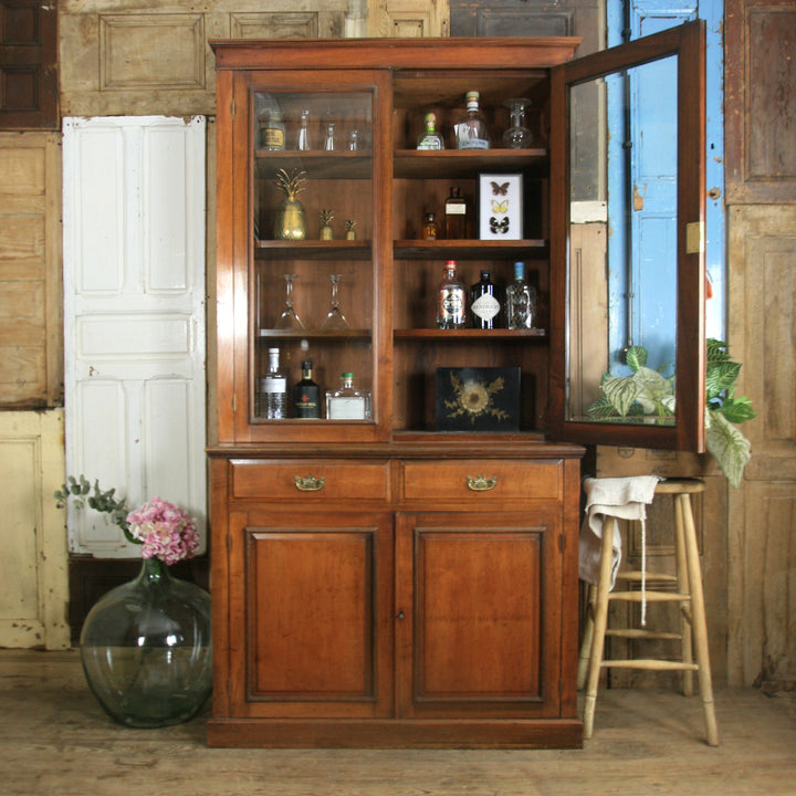 antique_vintage_walnut_display_cabinet