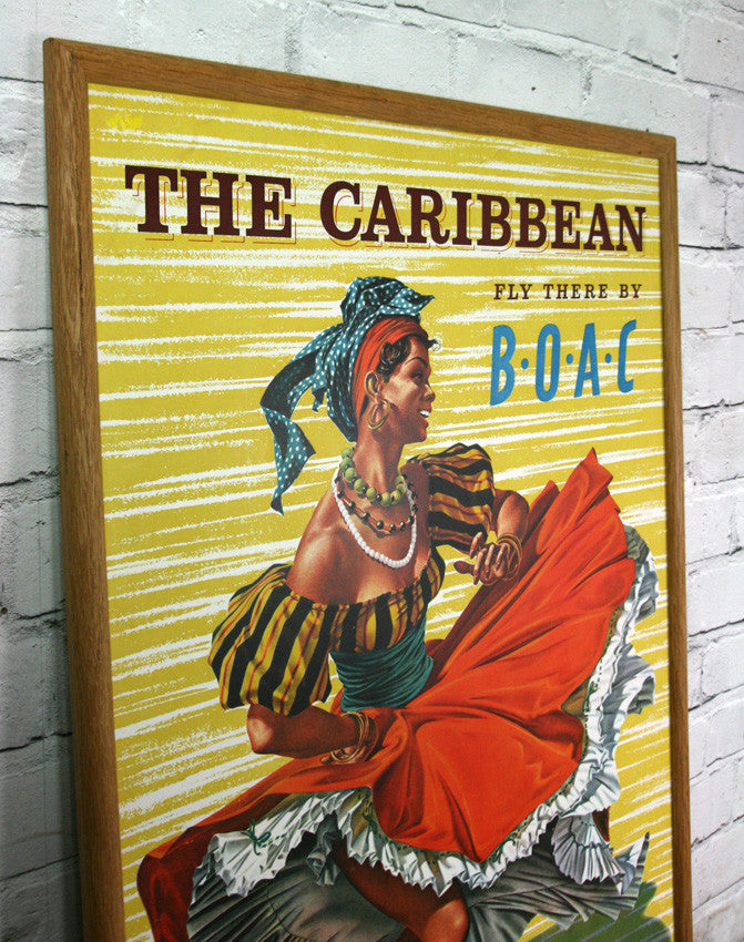 Vintage 'Caribbean' travel poster by B.O.A.C Airlines
