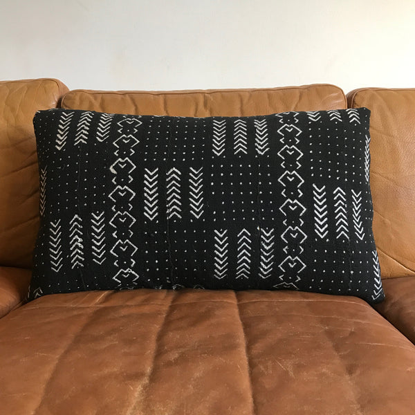 Black Mud Cloth Cushion Cover - 60cm x 40cm - Print #4