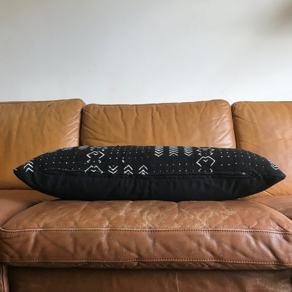 Black Mud Cloth Cushion Cover - 60cm x 40cm - Print #4
