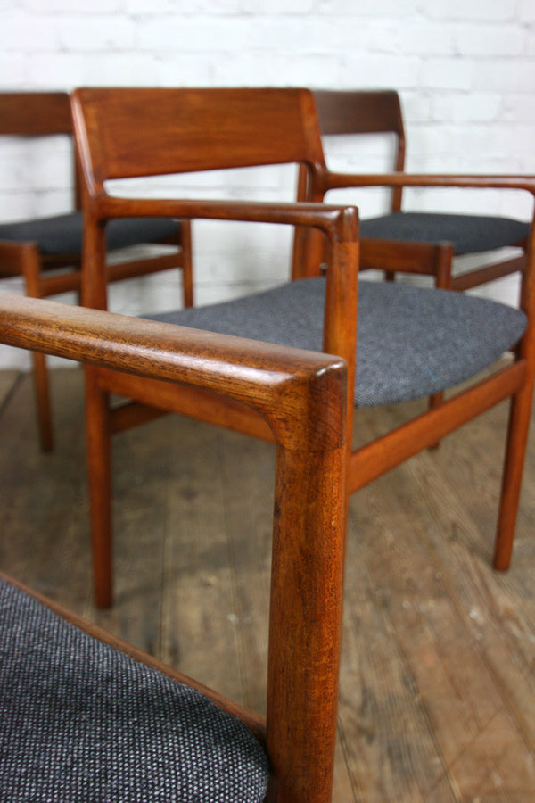 Vintage Extending Dining Table & Six Reupholstered Dining Chairs