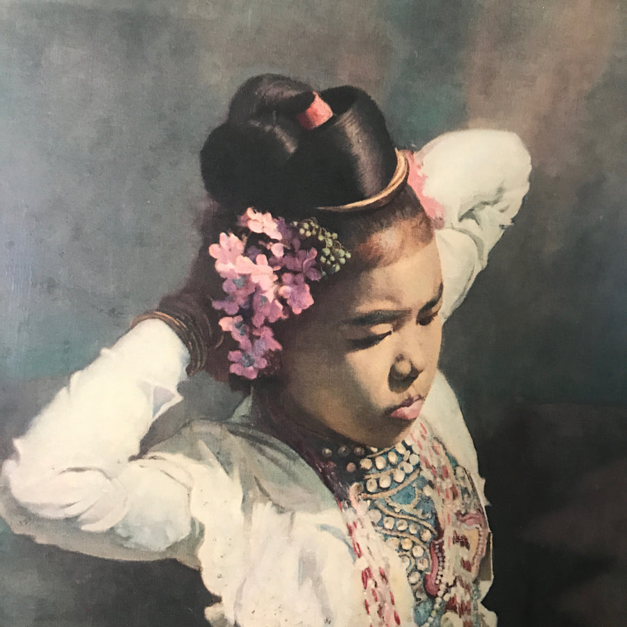 Mid Century 'Burmese Dancer' Framed Print #Pink
