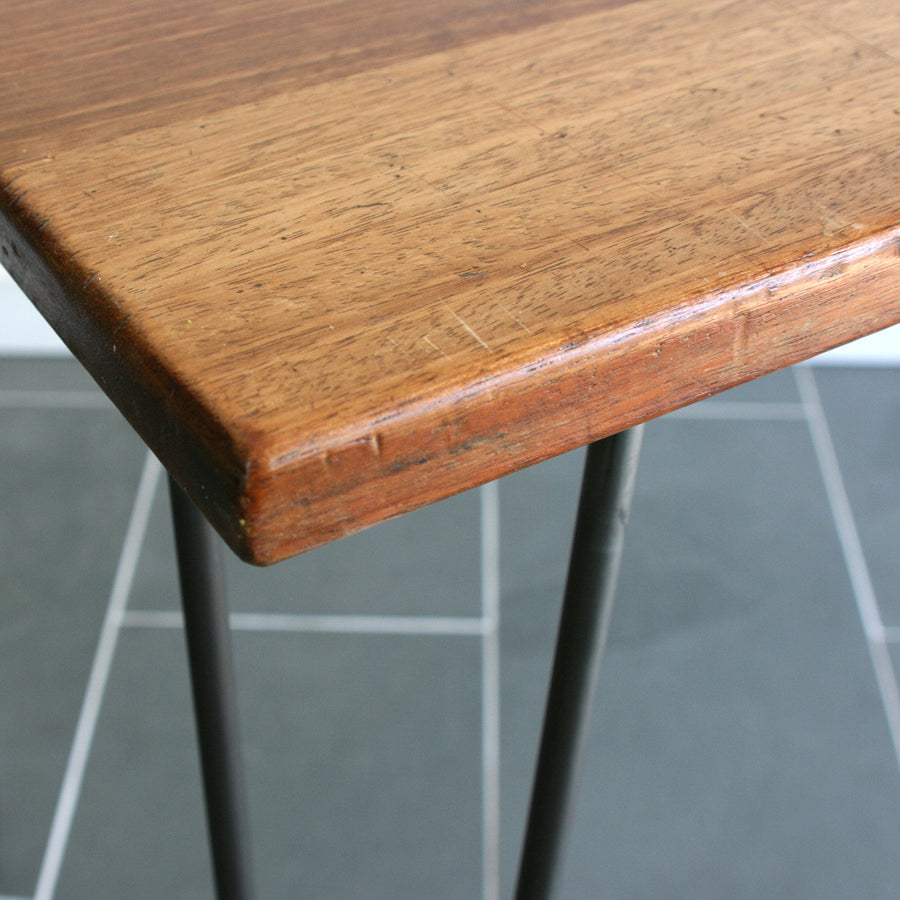 **Bespoke order for Adam** 'The Hairpin' Iroko Desk/Table with steel legs