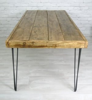 'The Hairpin' Rustic Dining Table - Oak finish - *1 in stock*
