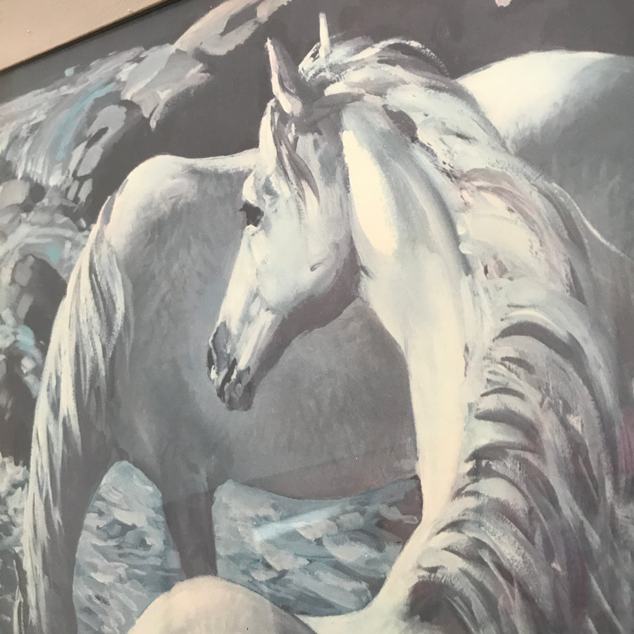 1960s Framed Print 'Drinking Horses'