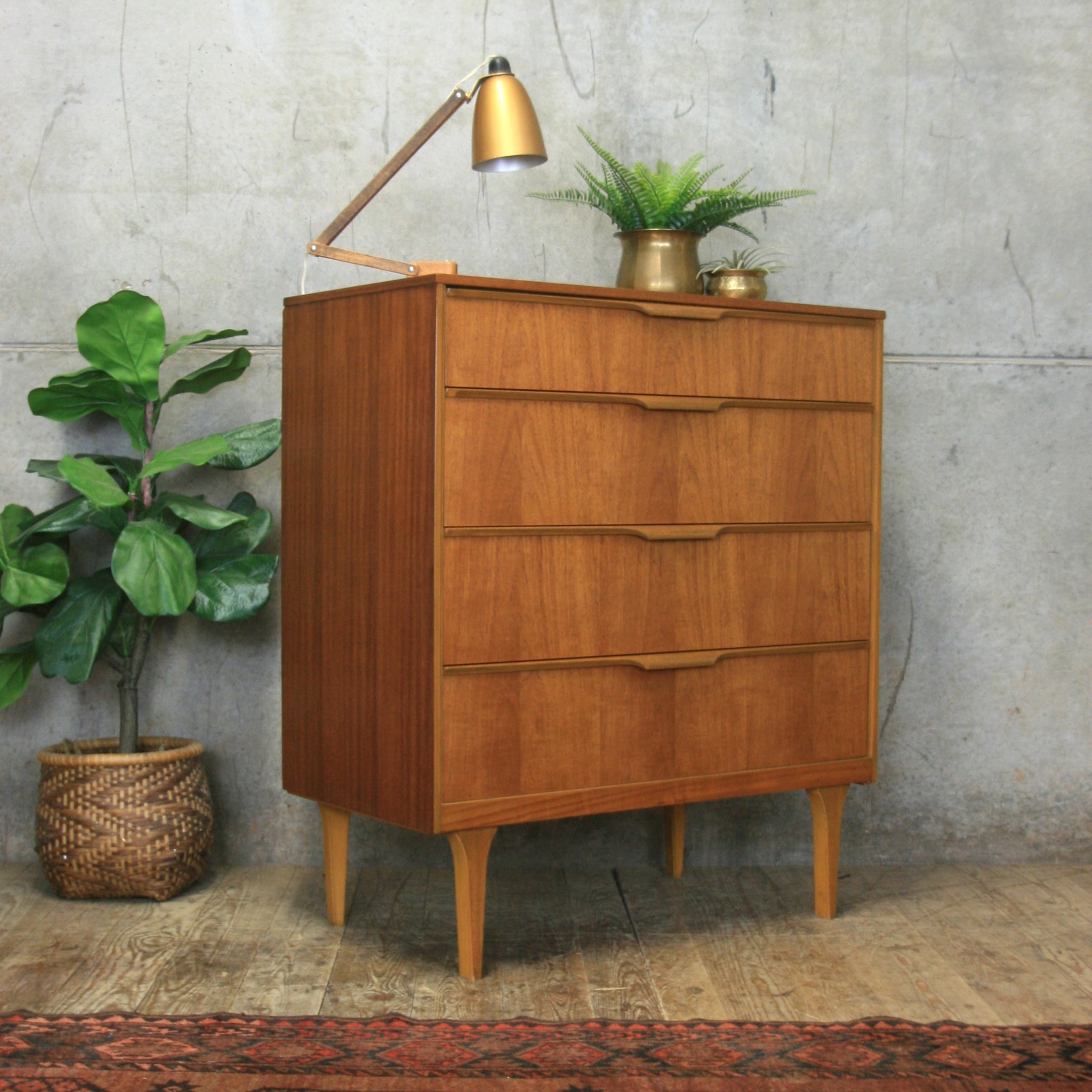 Mid Century Teak Chest of Drawers 0114c Mustard Vintage