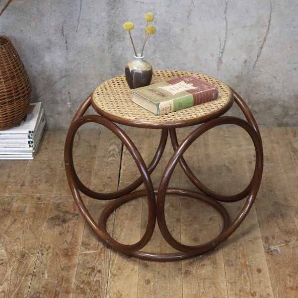 mid_century_cane_rattan_thonet_bentwood_stool_table