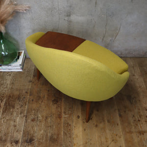 Chippy Heath Curved Upholstered Mustard Telephone Seat - 1205a