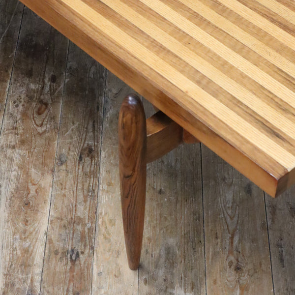 Large Mid Century Oak & Walnut Coffee Table - 0107c