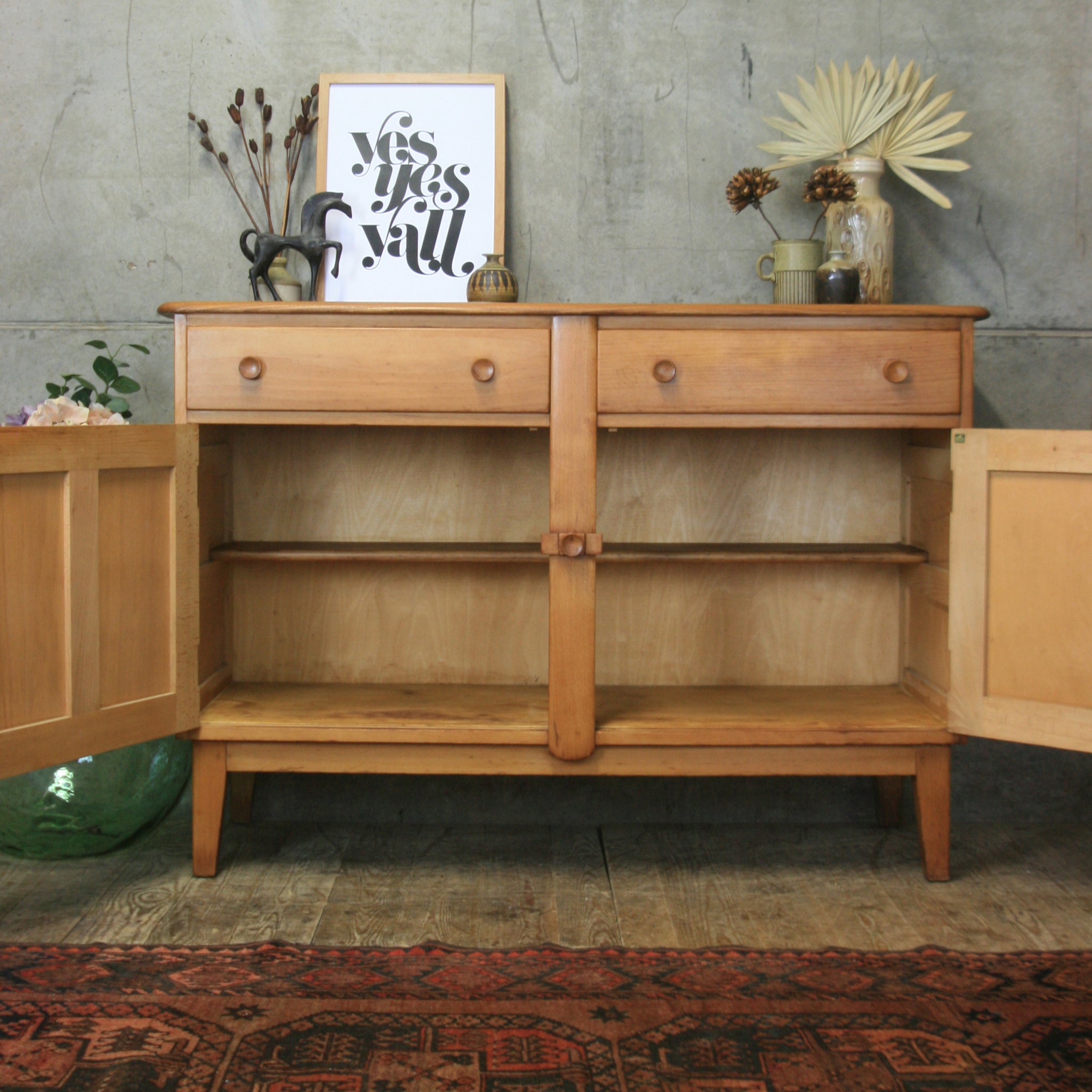 Rare Mid Century Ercol Sideboard #2103f – Mustard Vintage