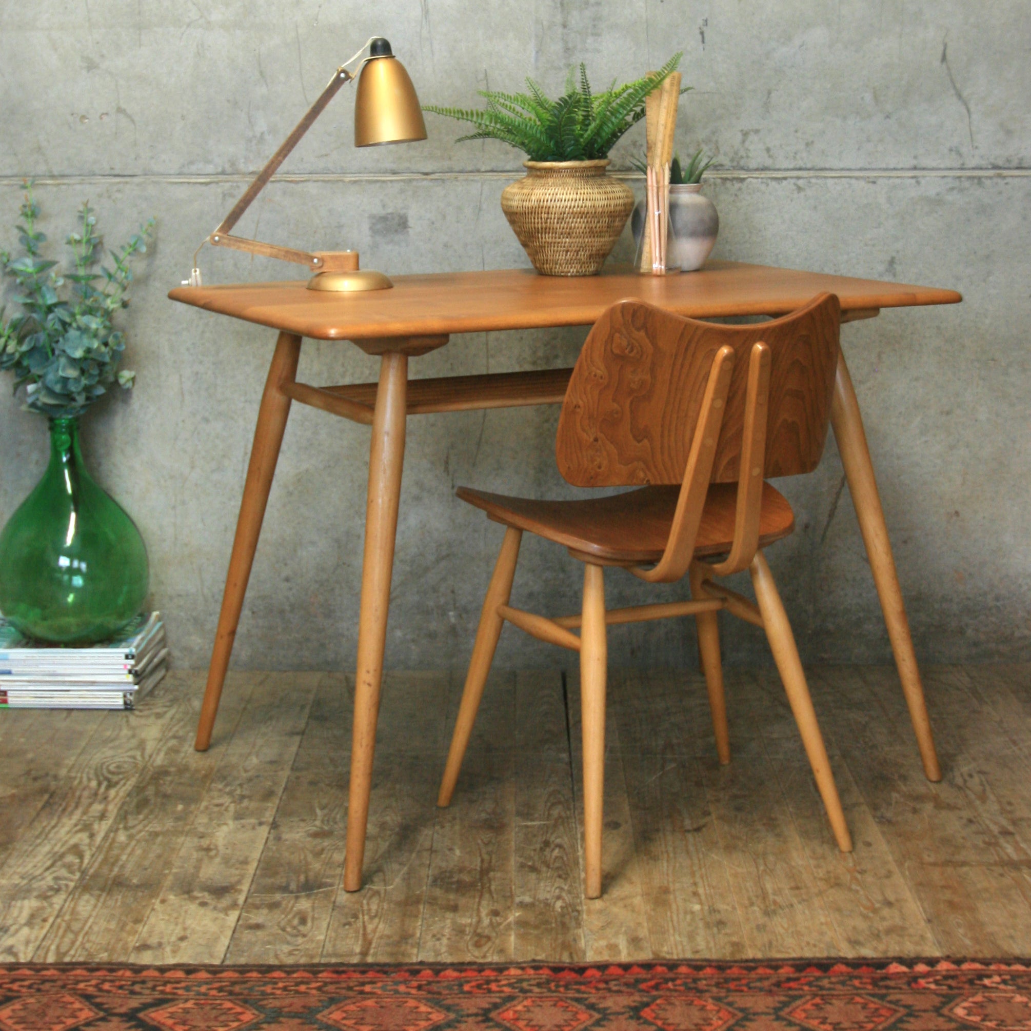 Mid Century Ercol Model 393 Table / Desk - 0810e – Mustard Vintage