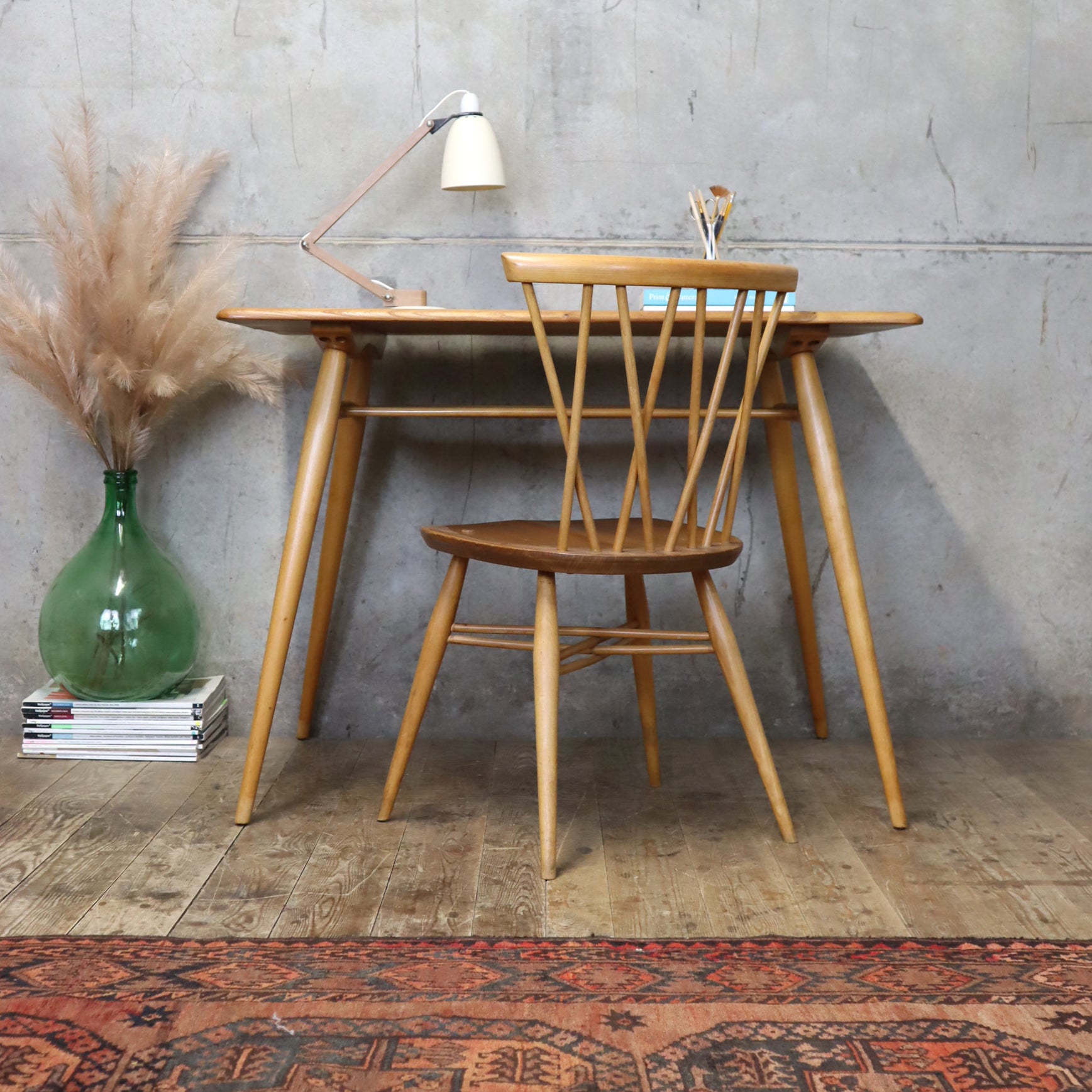 Mid Century Ercol Model 393 Table / Desk - 1006c – Mustard Vintage