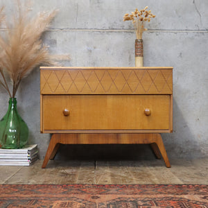 Mid Century Oak Chest of Drawers / Bedside Table 1 (One of a pair) - 0411b